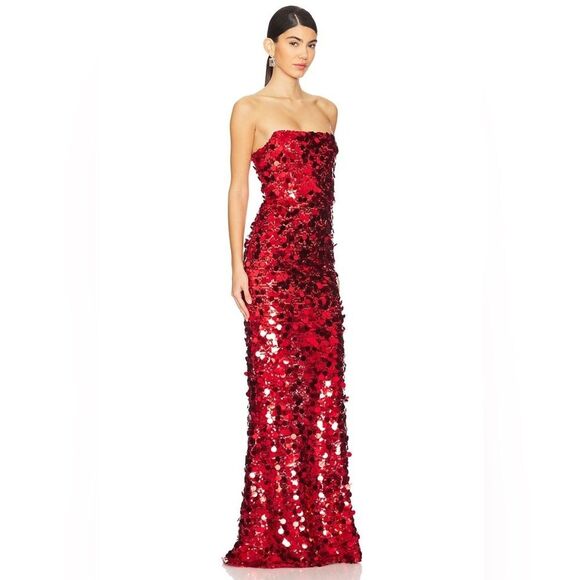 NWOT BRONX AND BANCO FARAH RED STRAPLESS GOWN - Picture 9 of 15